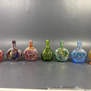 Wheaton Bottles Miniature Colored Glass Stamped Cork Excellent Vintage Condition Make a selection  Price is for 1 Bottle