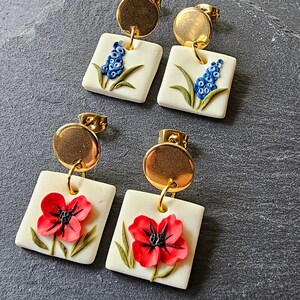 Tiny Birth Flower Earrings, Floral Earrings for birthday gift, Aesthetic earrings, Custom earrings, Birthday earrings, Birth month earrings image 5