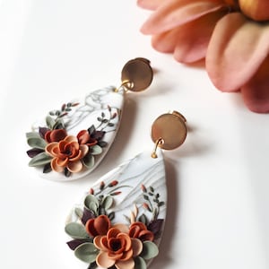 Spring Flower Earrings, Statement Elegant Polymer Clay Earrings, Mother's day gift, Birthday earrings, Earrings for Mom image 7