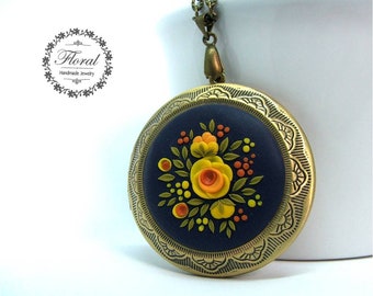 Personalized floral locket, Custom necklace, Multi photo locket, Secret santa gift for women