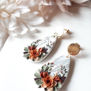 Spring Flower Earrings, Statement Elegant Polymer Clay Earrings, Mother's day gift, Birthday earrings, Earrings for Mom image 8