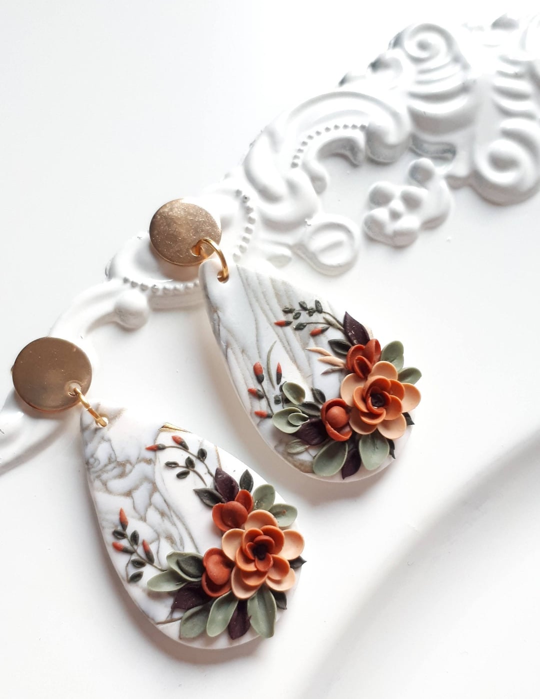 Summer Flower Statement Elegant Polymer Clay Earrings
