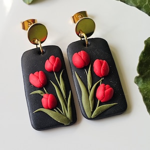 Red Tulip earrings for Mom
