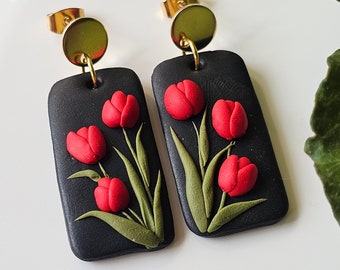 Red Tulip earrings for Mom