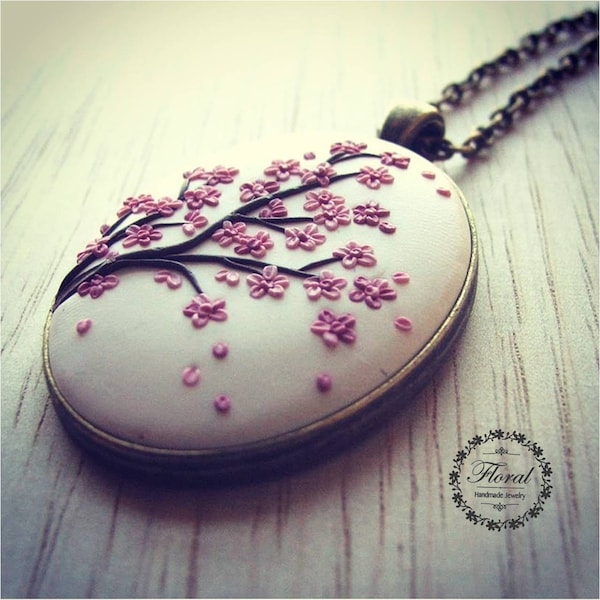 Cherry Blossom Necklace, Mothers Day Gift from Daughter, Sakura Necklace, Boho Jewelry, Gift for Mom, Mothers Day Jewelry