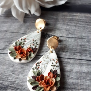 Spring Flower Earrings, Statement Elegant Polymer Clay Earrings, Mother's day gift, Birthday earrings, Earrings for Mom image 10