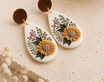 Boho Sunflower Earrings | Handmade Botanical Floral Jewelry
