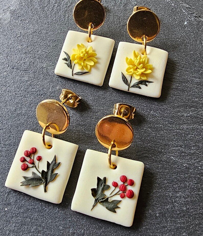 Tiny Birth Flower Earrings, Floral Earrings for birthday gift, Aesthetic earrings, Custom earrings, Birthday earrings, Birth month earrings image 7
