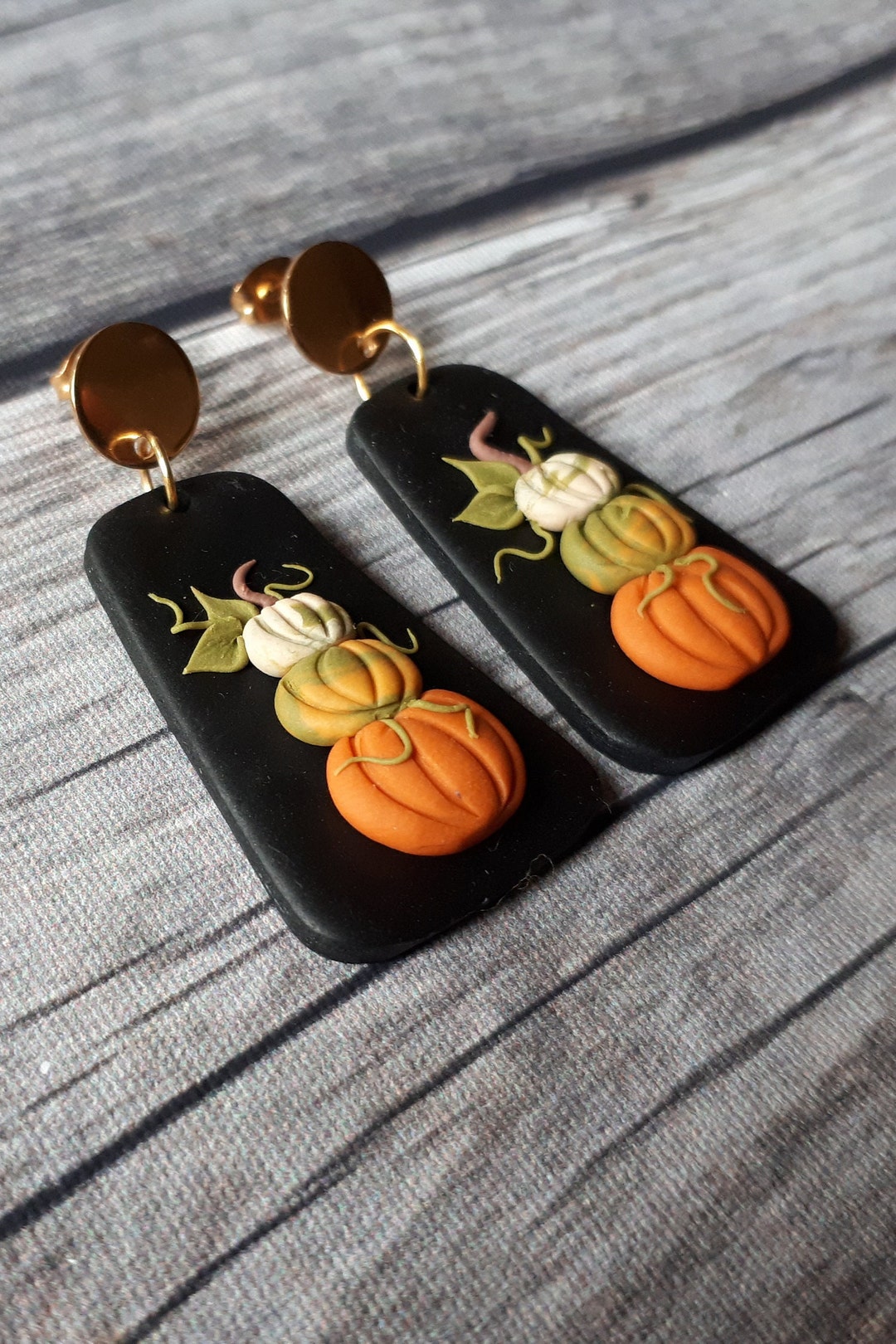 Dangle Polymer Clay Pumpkin Earrings Autumn Birthday Gift for Etsy