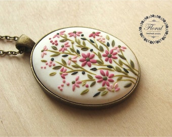 Floral Pendant Necklace for Women, 30th Birthday Gift, Pink Flower Necklace