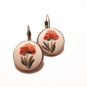 Elegant Red Flower Bouquets | Pink Floral Clay Earrings, Birthday Clay Earrings, Floral Bouquets Drop Earrings