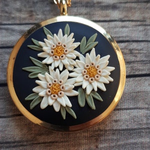 Edelweiss necklace locket with 3 photos for mom Edelweiss jewelry picture locket with message gift for grandma Mother's Day gift