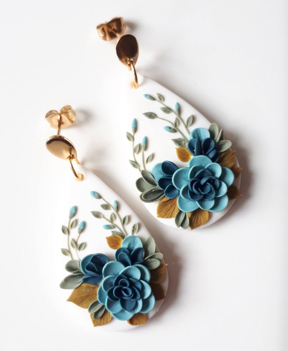 Elegant Blue Floral Earrings Amazon.com: Aneneiceera Vintage Light Blue Flower Earrings  main image 3