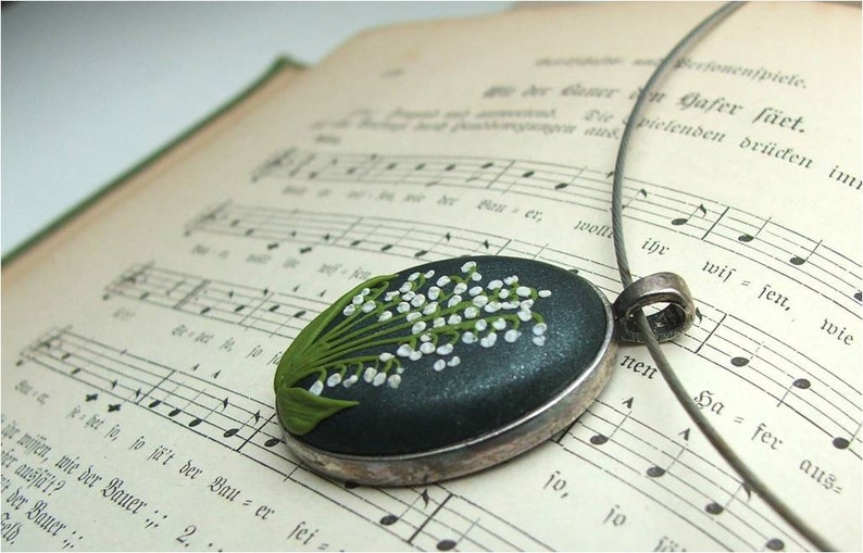 Polymer clay jewelry Lily of the valley Jewelry Flower Polymer Etsy