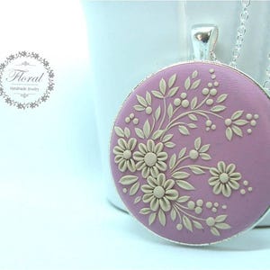 Flower Necklace Flower Jewelry Pink Floral Pendant Necklace Large Pendant Boho Chic Necklace Beauty Gifts