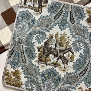 Equestrian Toile Corded Pillow Cover: French Country Horse Throw Pillow