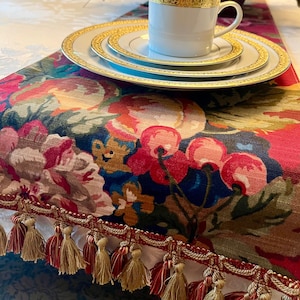 Red Floral Queensland Crimson Table Runner, Custom Table Runner, P Kaufmann Floral Fabric, Kitchen Linens, Red Tabletop, Table Decorating,