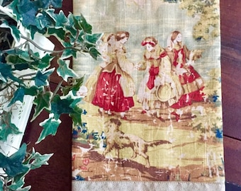 Bosporus Toile Large Hand Towel: French Cottage Kitchen Linen