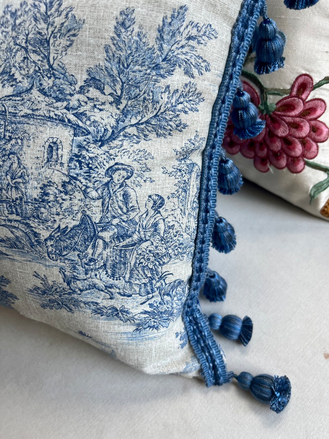 Blue Toile Pillow Cover French Toile Fabric French Country Etsy