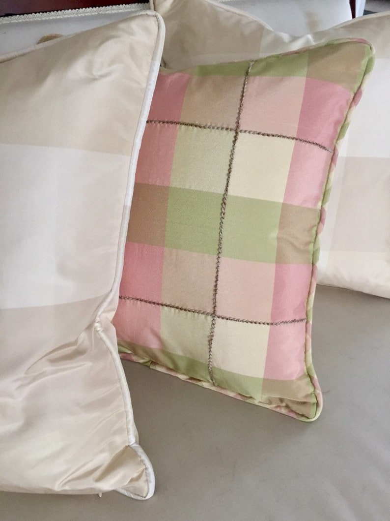 pink plaid pillow