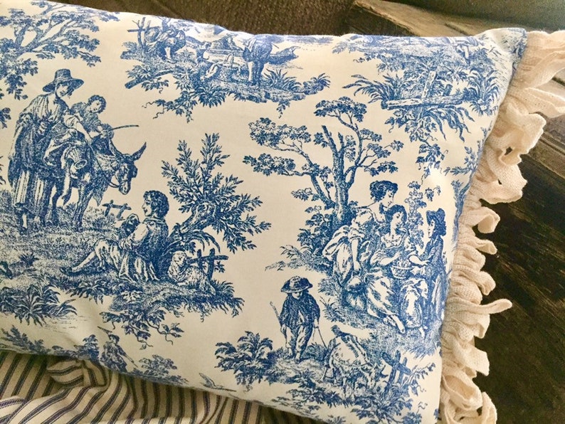 Waverly Blue Toile Pillow Cover French Country Pillow Cover Etsy