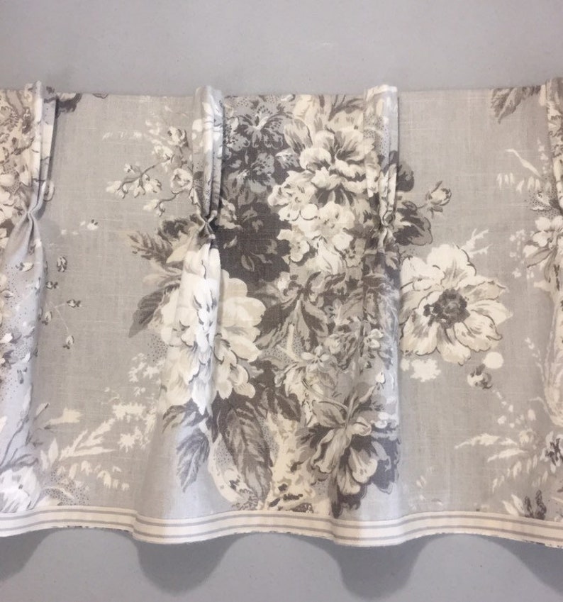 Waverly Gray Floral Valance Pinch Pleat Valance Custom Lined Etsy