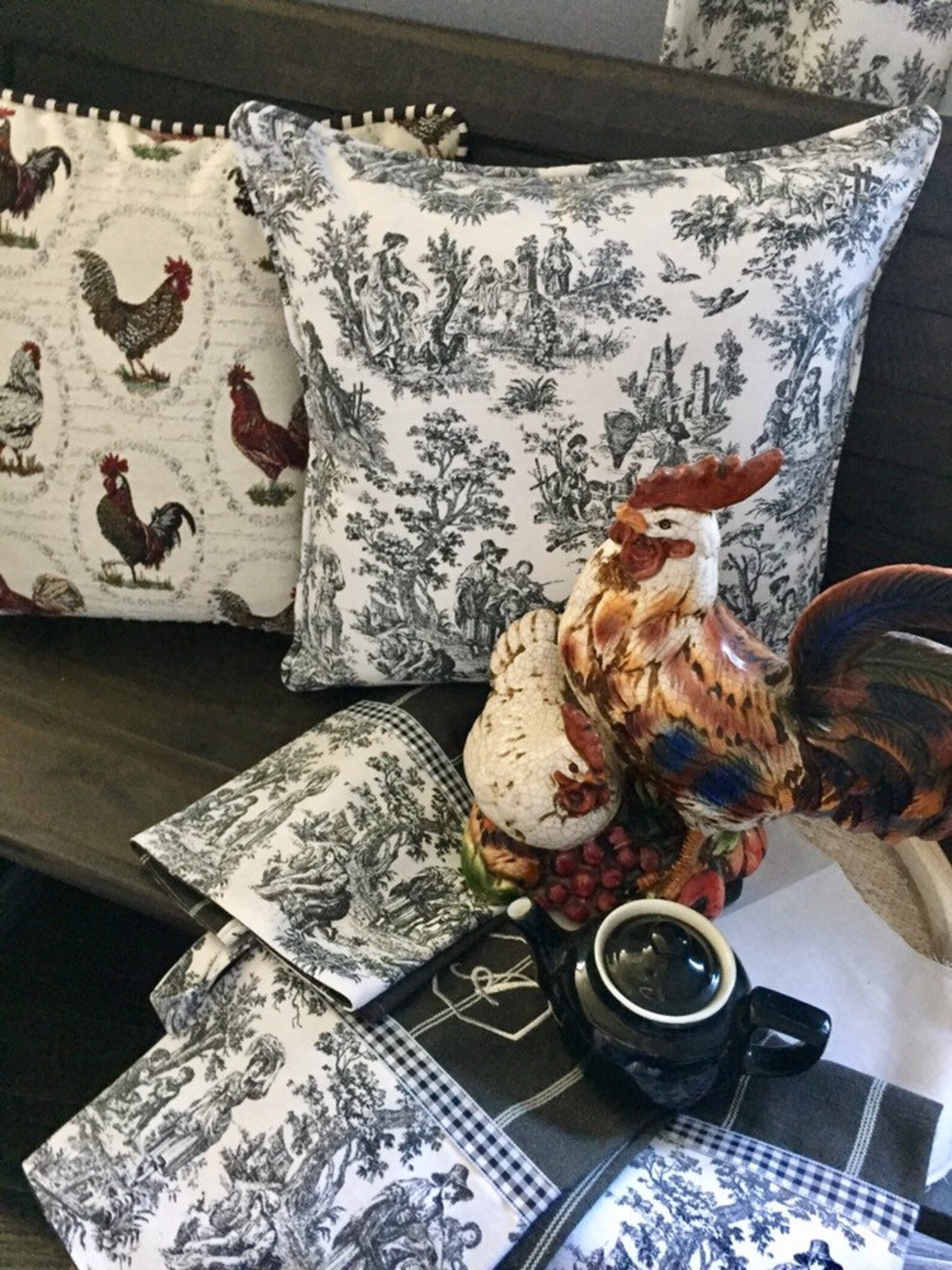 Black Toile Pillow Cover French Country Pillow Cover Etsy