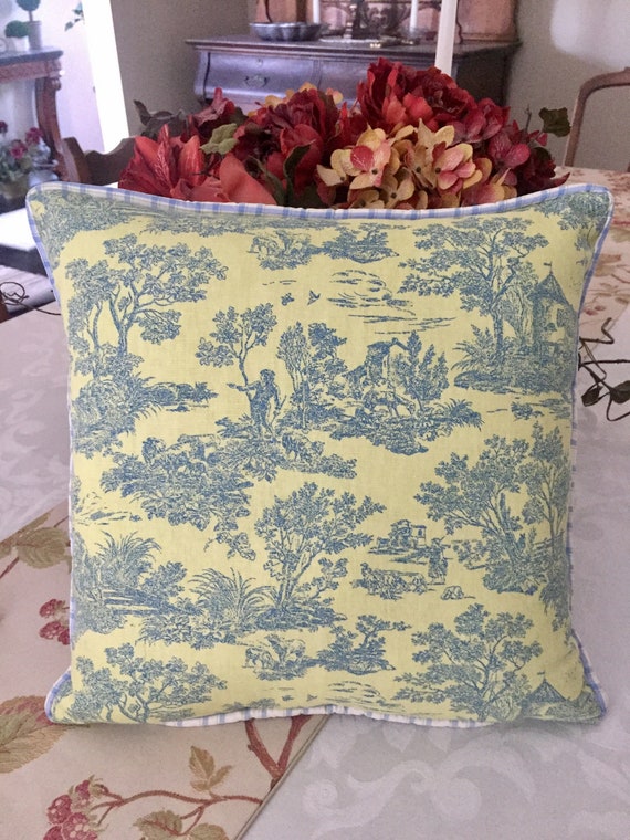Green Toile Pillow Cover French Country Pillow Cover Etsy