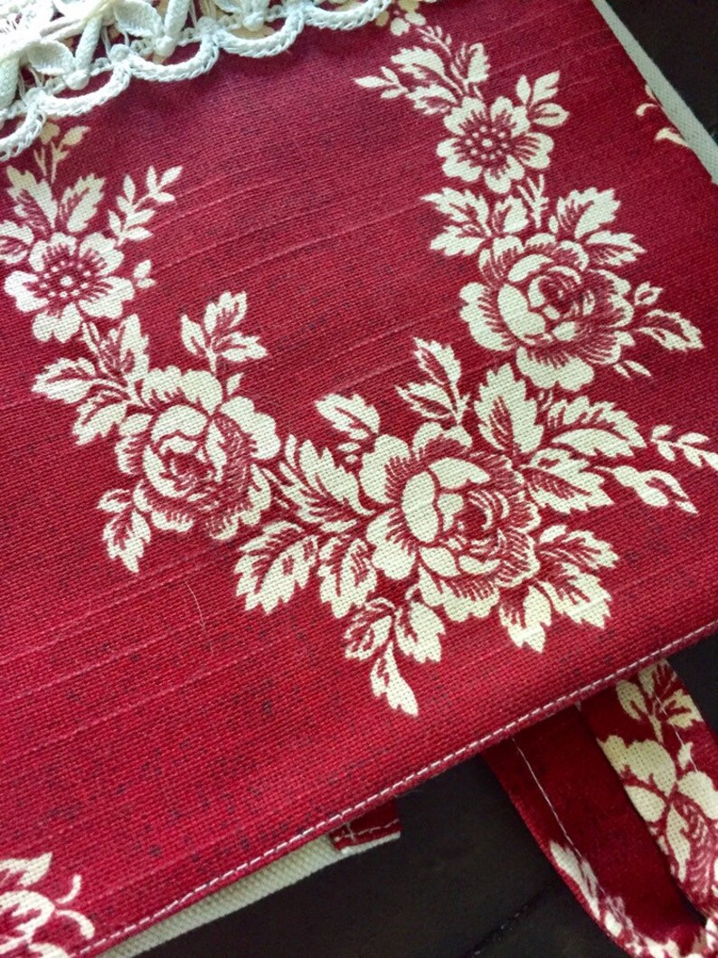 Red Floral Tea Towel Floral Hand Towel Monogrammed Hand Etsy