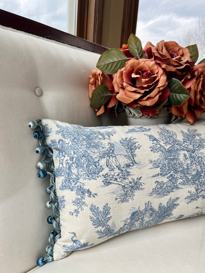 Blue Toile Pillow Cover French Toile Fabric French Country Etsy