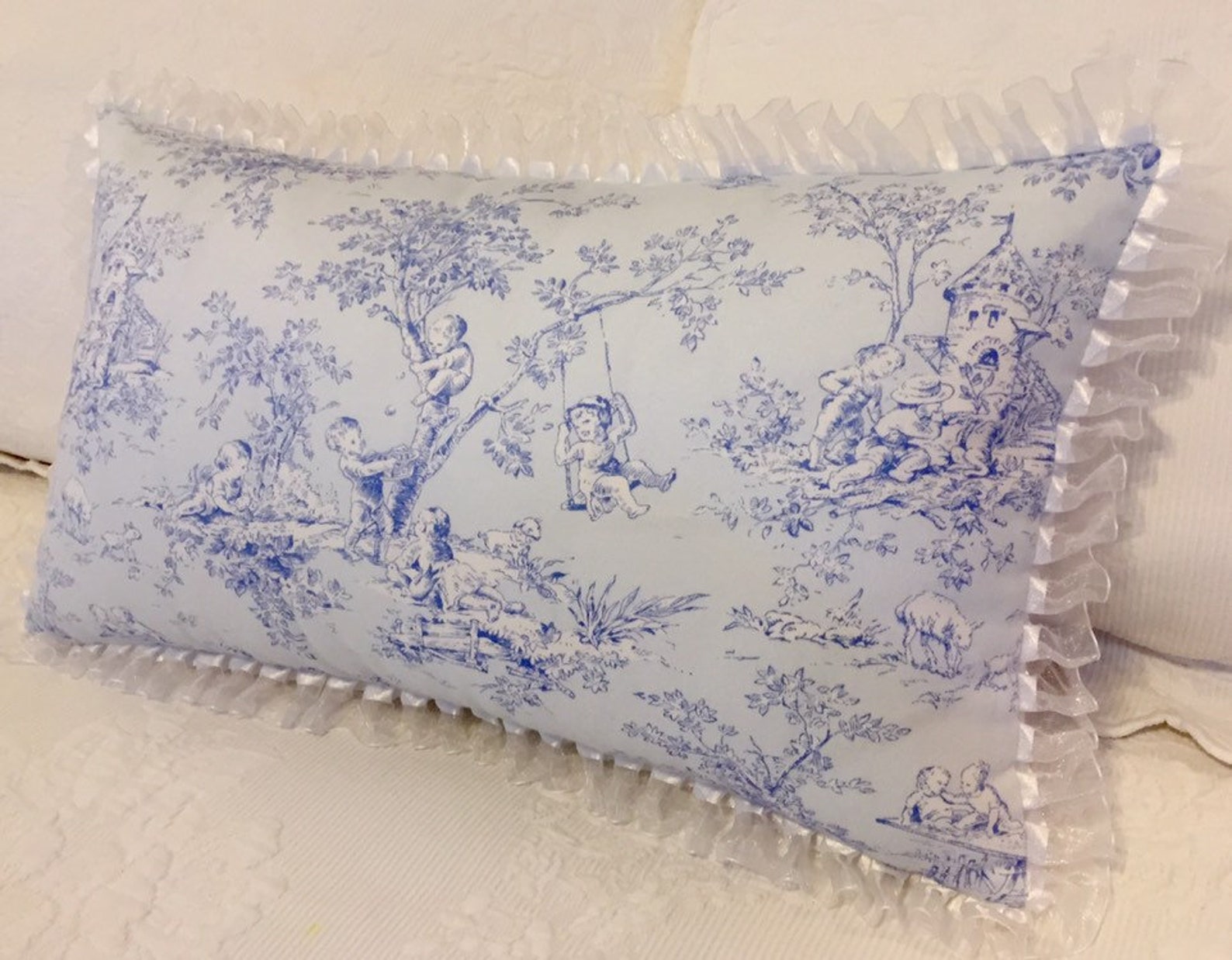 Blue Toile Pillow Cover Toile Nursery Pillow Cover French Etsy