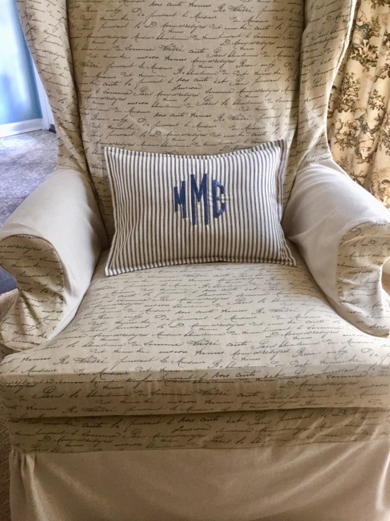 Monogrammed Pillow Cover Personalized Blue Pillow Cover Etsy