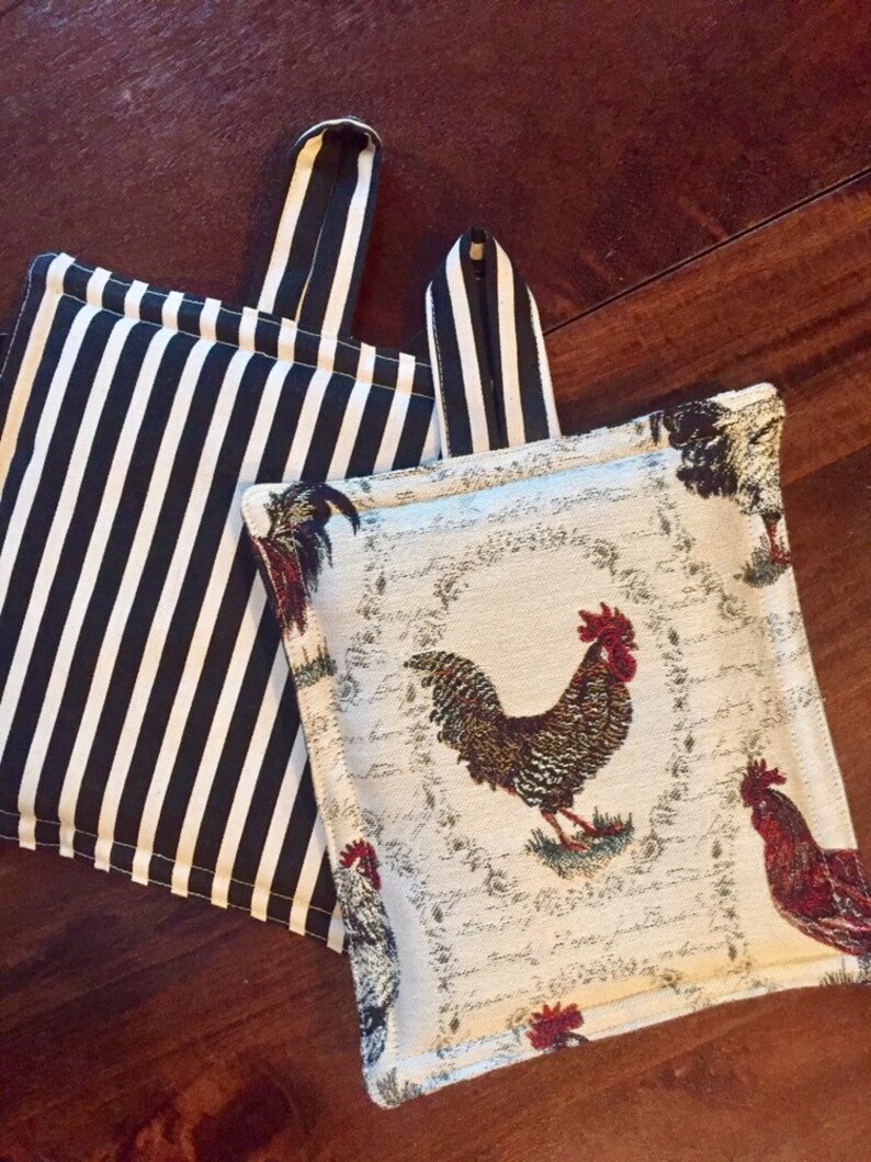 Rooster Pot Holder Monogram Pot Holder French Country Pot Etsy