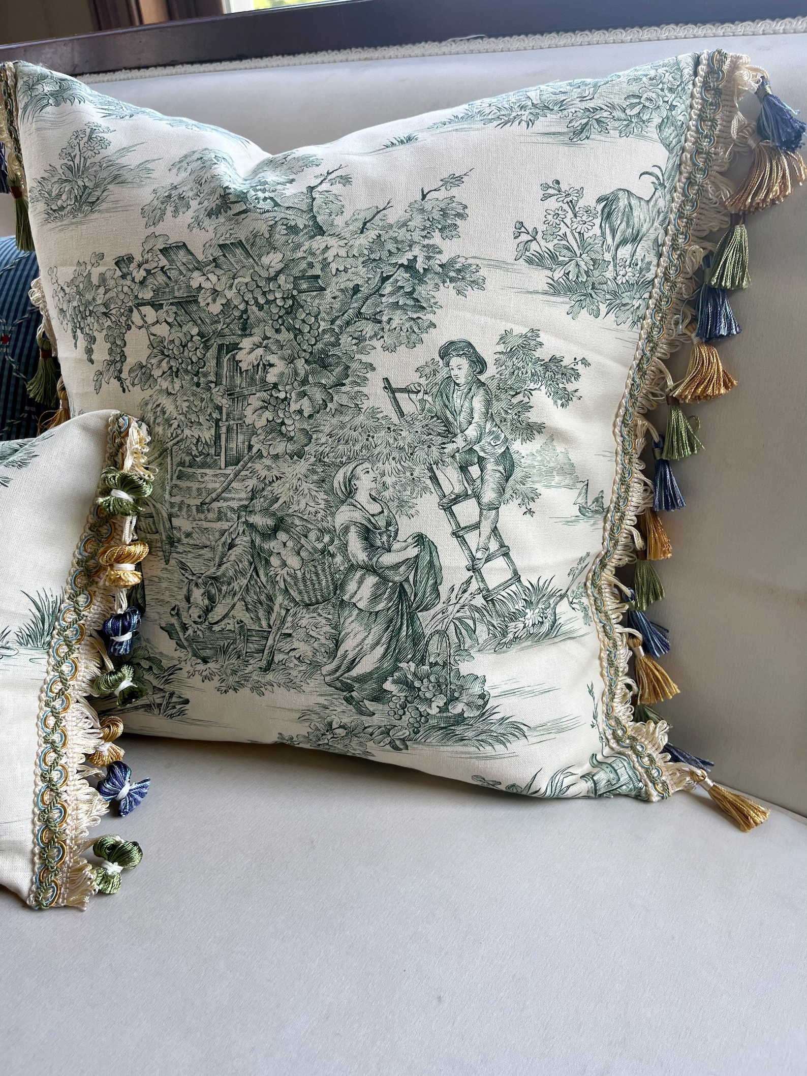Emerald Green Toile Pillow Cover French Country Pillow Cover Etsy