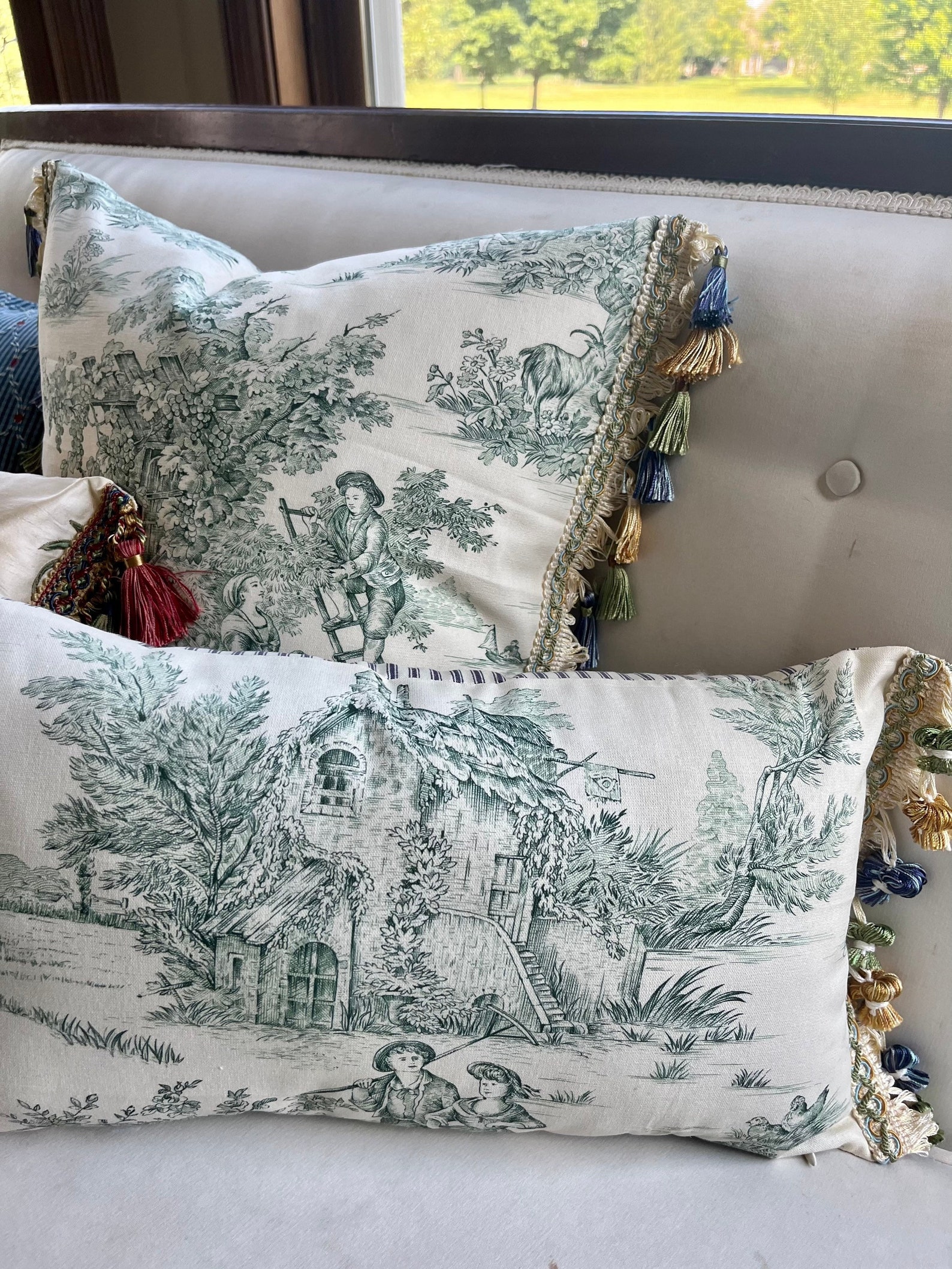Emerald Green Toile Pillow Cover French Country Pillow Cover Etsy