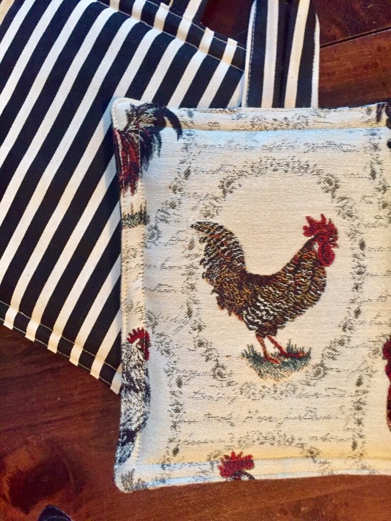 Rooster Pot Holder Monogram Pot Holder French Country Pot Etsy