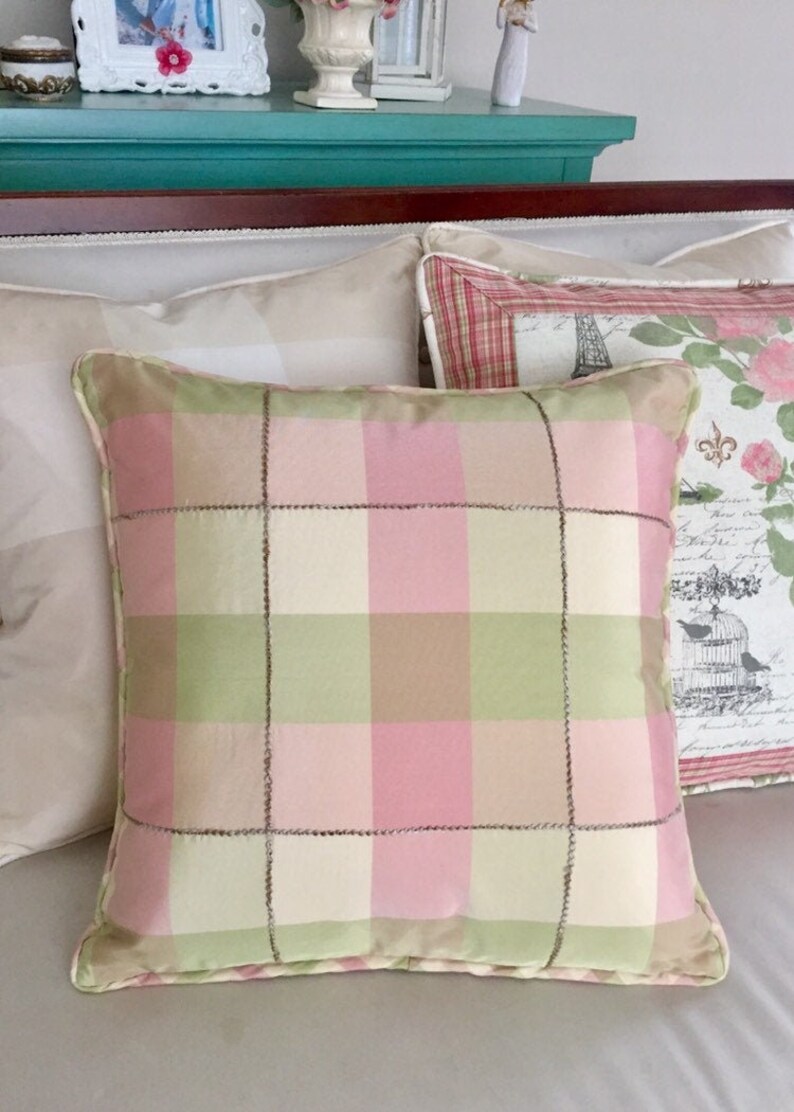 pink plaid pillow