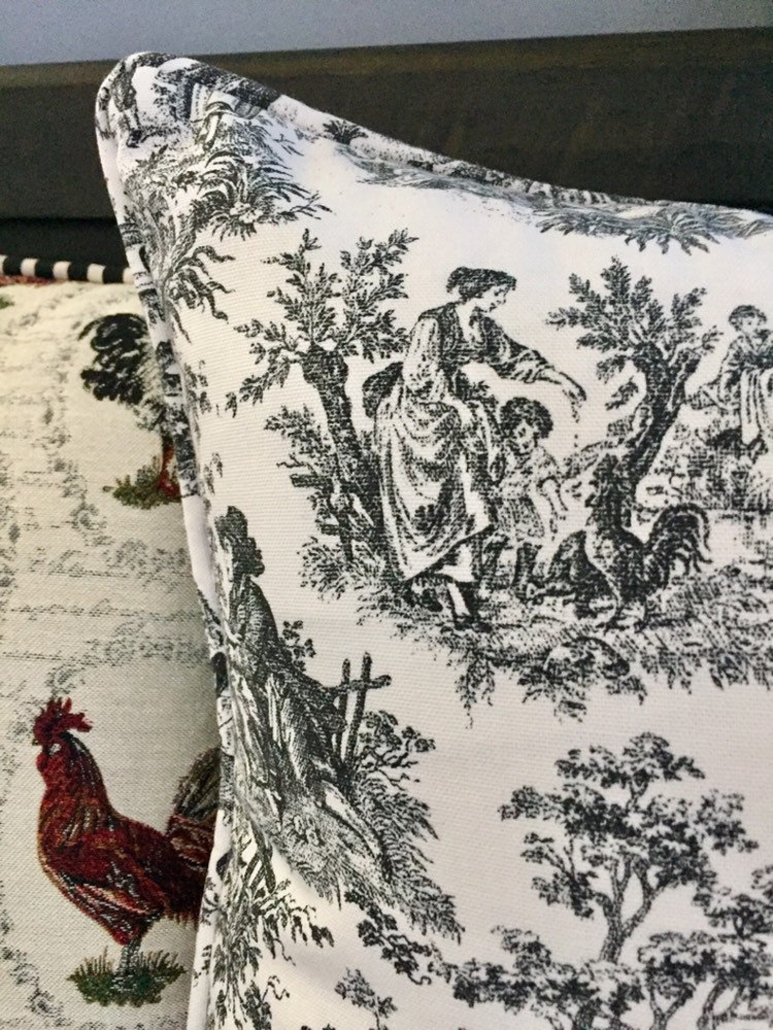 Black Toile Pillow Cover French Country Pillow Cover Etsy
