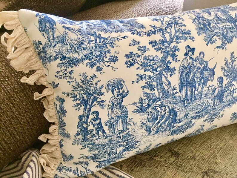 Waverly Blue Toile Pillow Cover French Country Pillow Cover Etsy