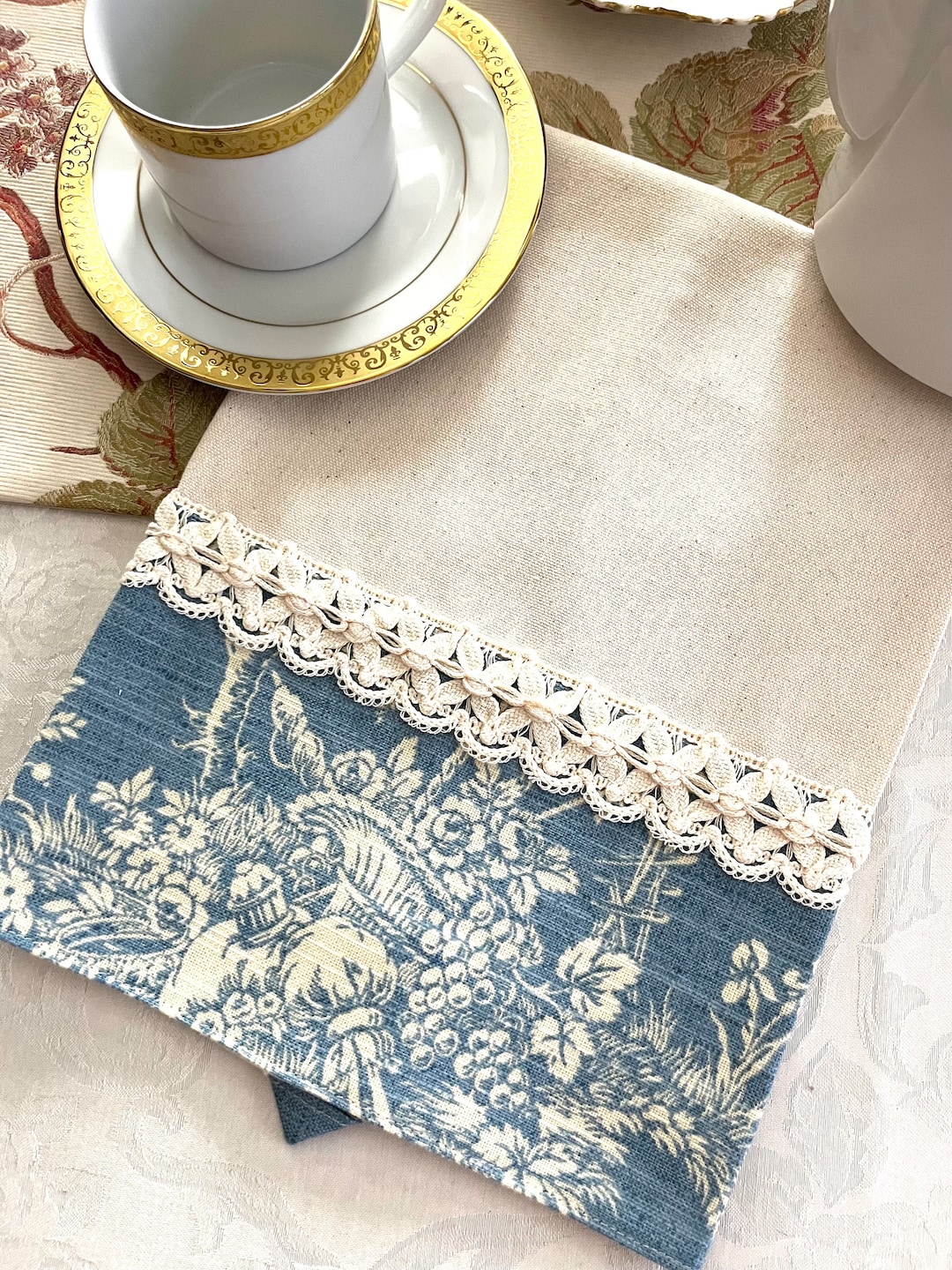 Provence Still Life Print Tea Towel | Ecru/Multi Blue