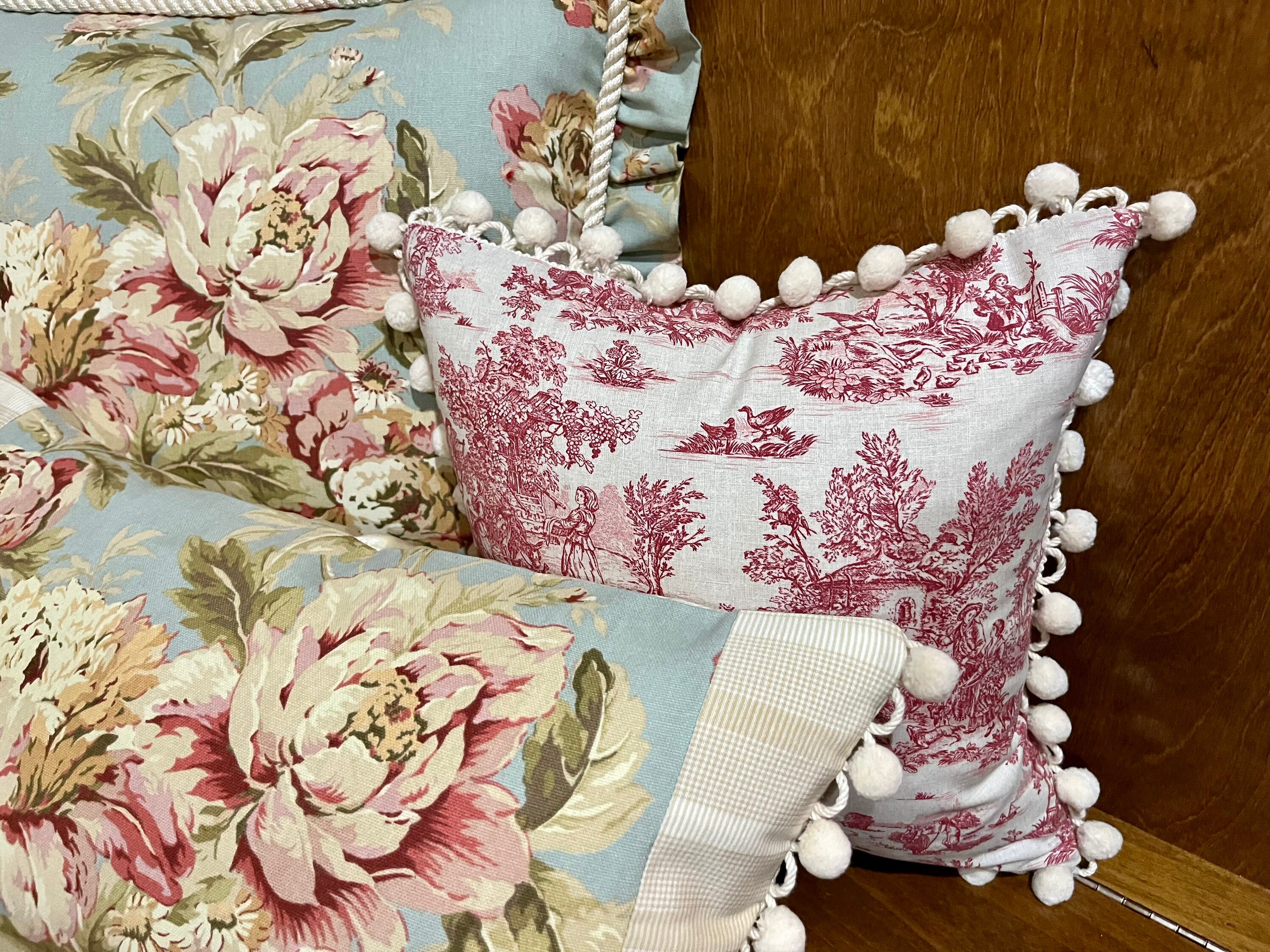 Red Toile Pillow Cover French Country Throw Pillow Cover Etsy