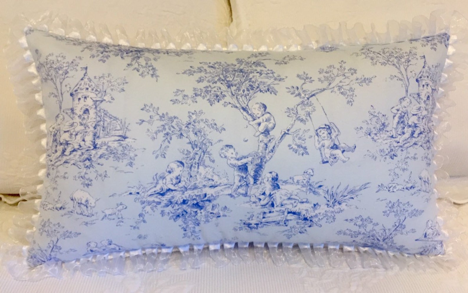 Blue Toile Pillow Cover Toile Nursery Pillow Cover French Etsy