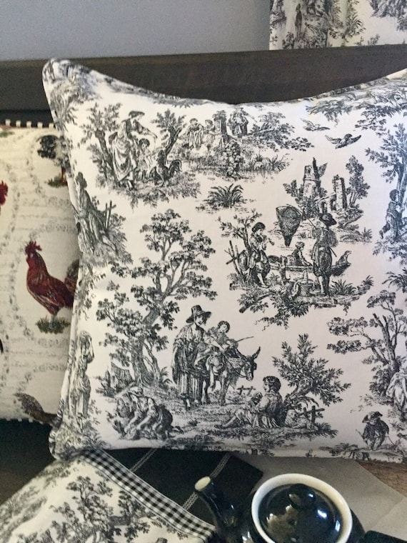 Black toile pillows hotsell