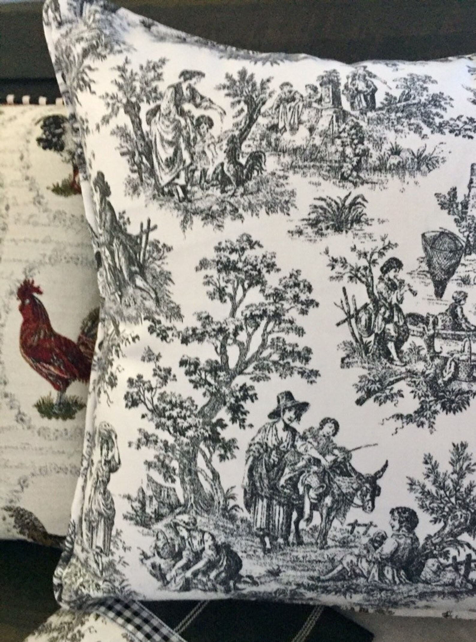 Black Toile Pillow Cover French Country Pillow Cover Etsy