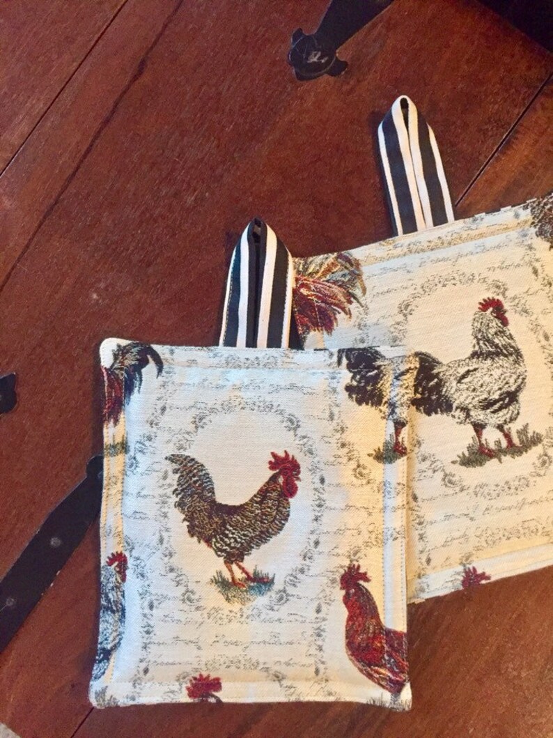 Rooster Pot Holder Monogram Pot Holder French Country Pot Etsy