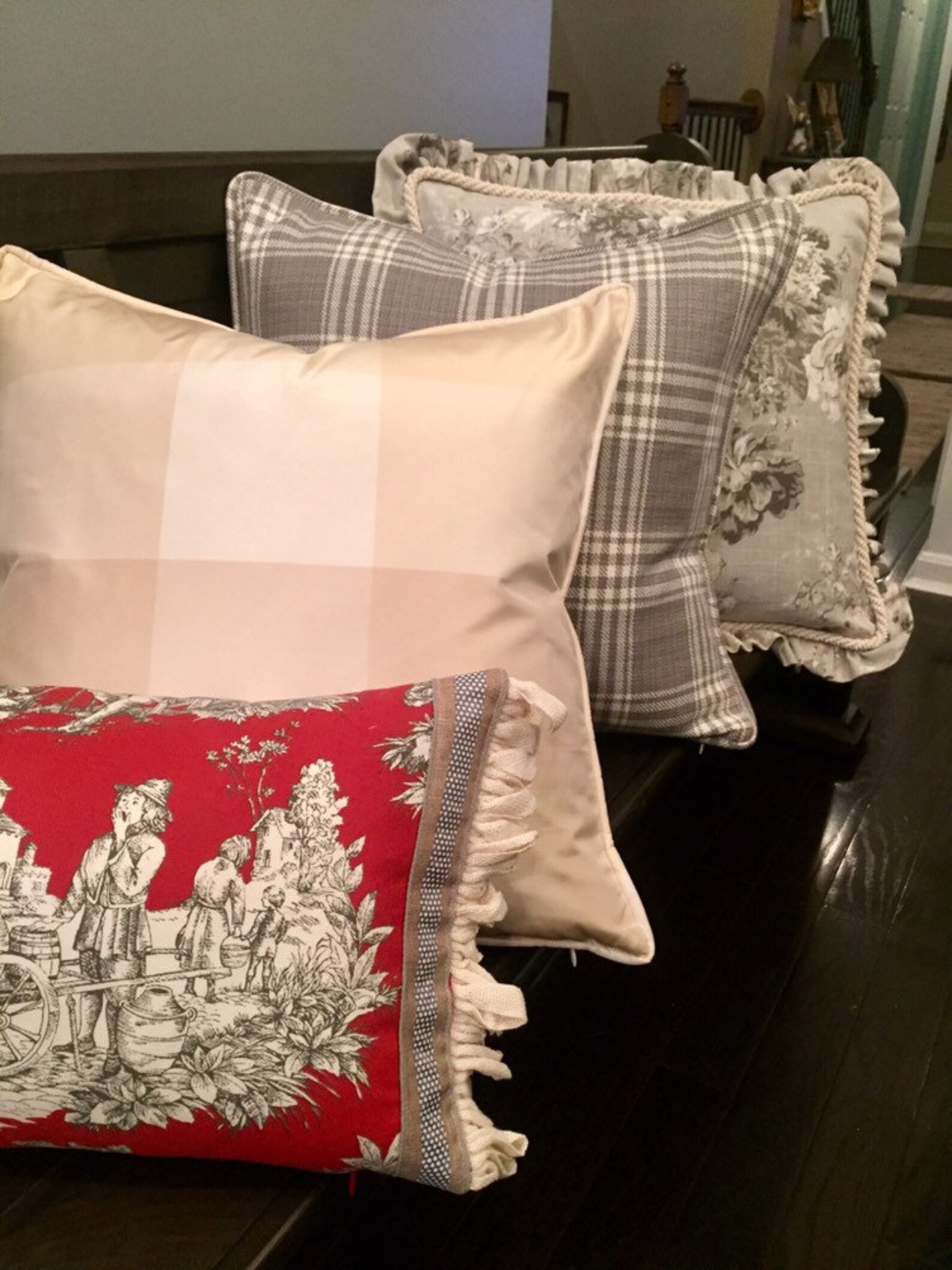 Red Toile Pillow Cover French Country Throw Pillow Cover Red Etsy