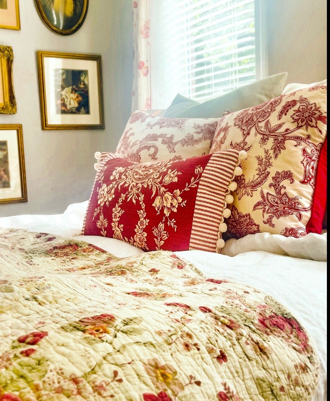 Red toile pillows sale
