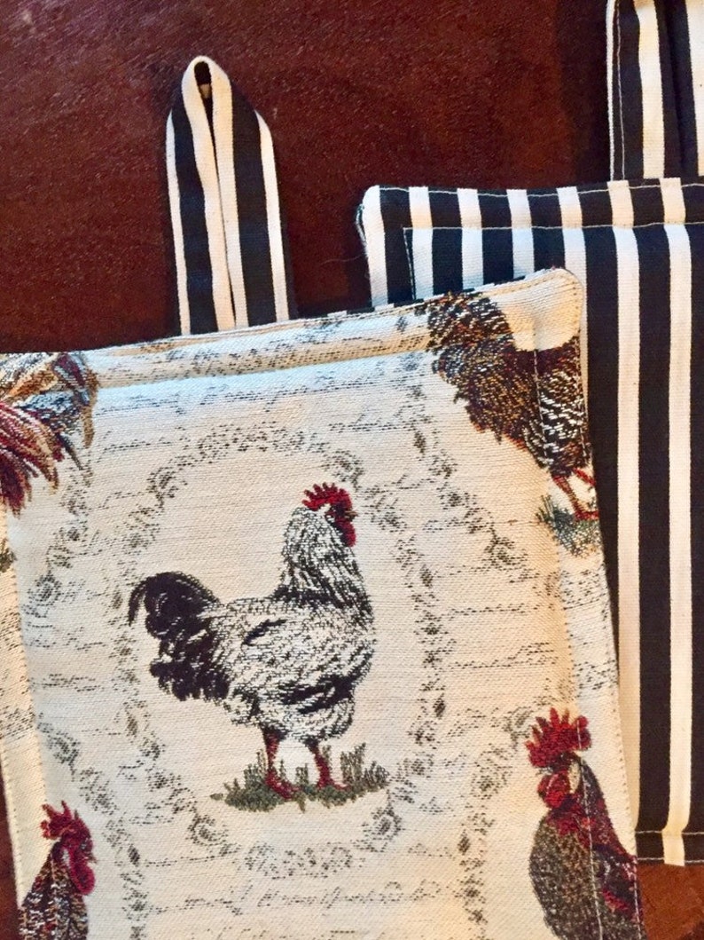 Rooster Pot Holder Monogram Pot Holder French Country Pot Etsy