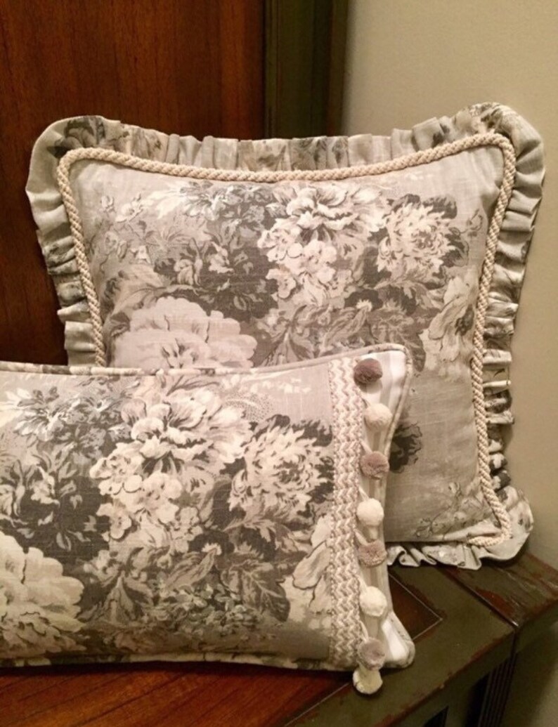 Waverly Gray Floral Valance Pinch Pleat Valance Custom Lined Etsy