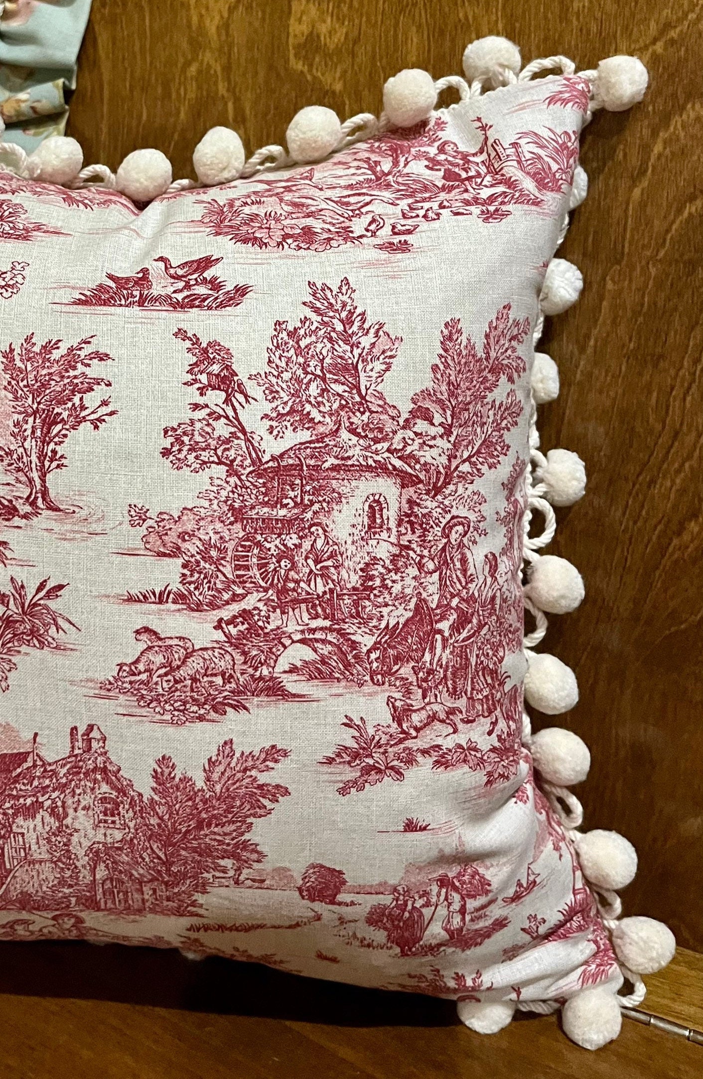 Red Toile Pillow Cover French Country Throw Pillow Cover Etsy